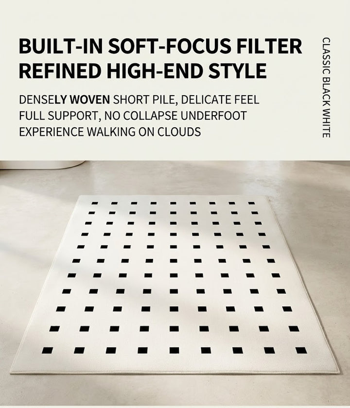 Area Rug 140x200cm Modern Minimalist Living Room Carpet - Pure White Grid