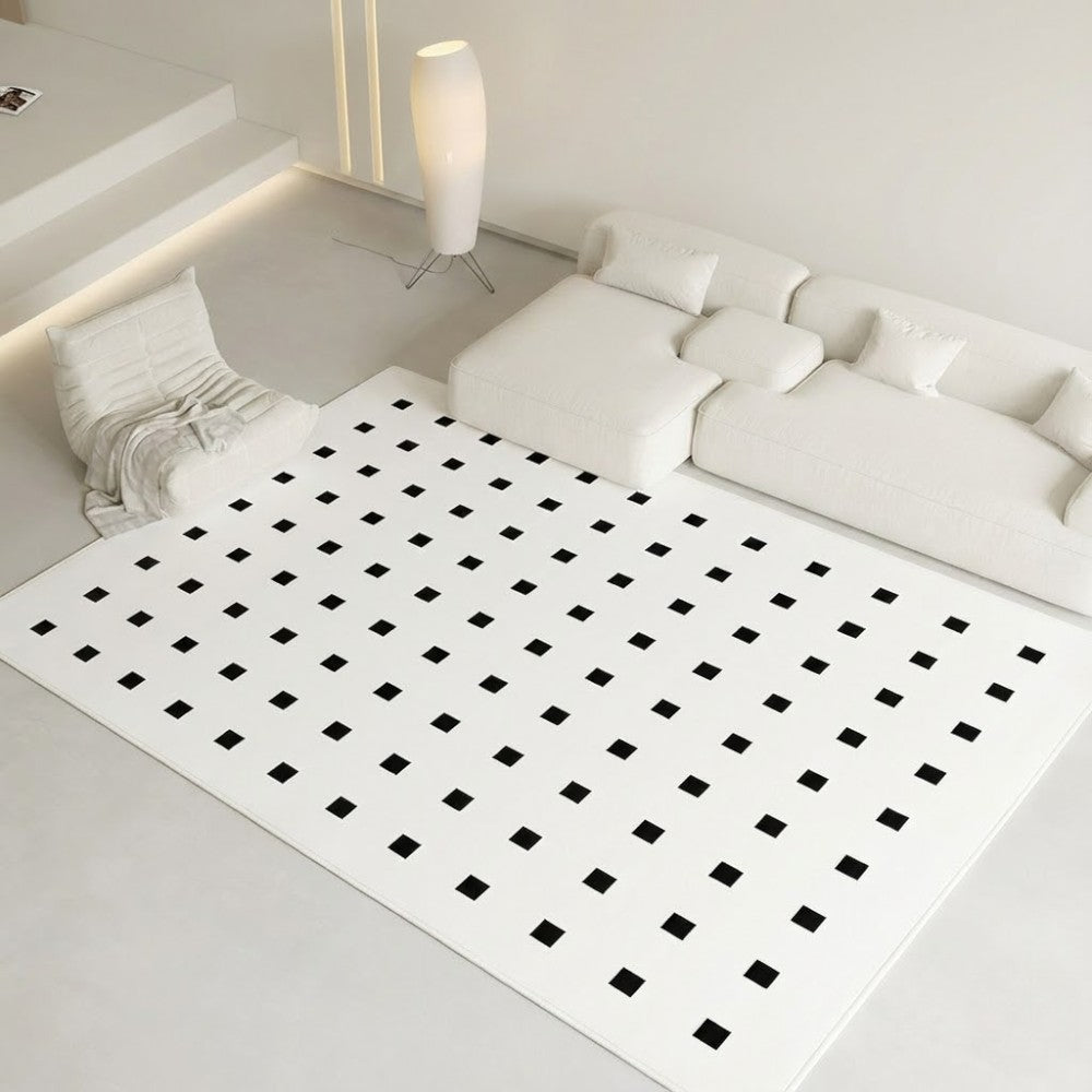 Area Rug 140x200cm Modern Minimalist Living Room Carpet - Pure White Grid