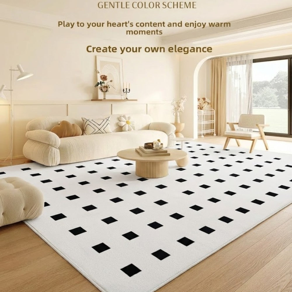 Area Rug 120x160cm Modern Minimalist Living Room Carpet - Pure White Grid