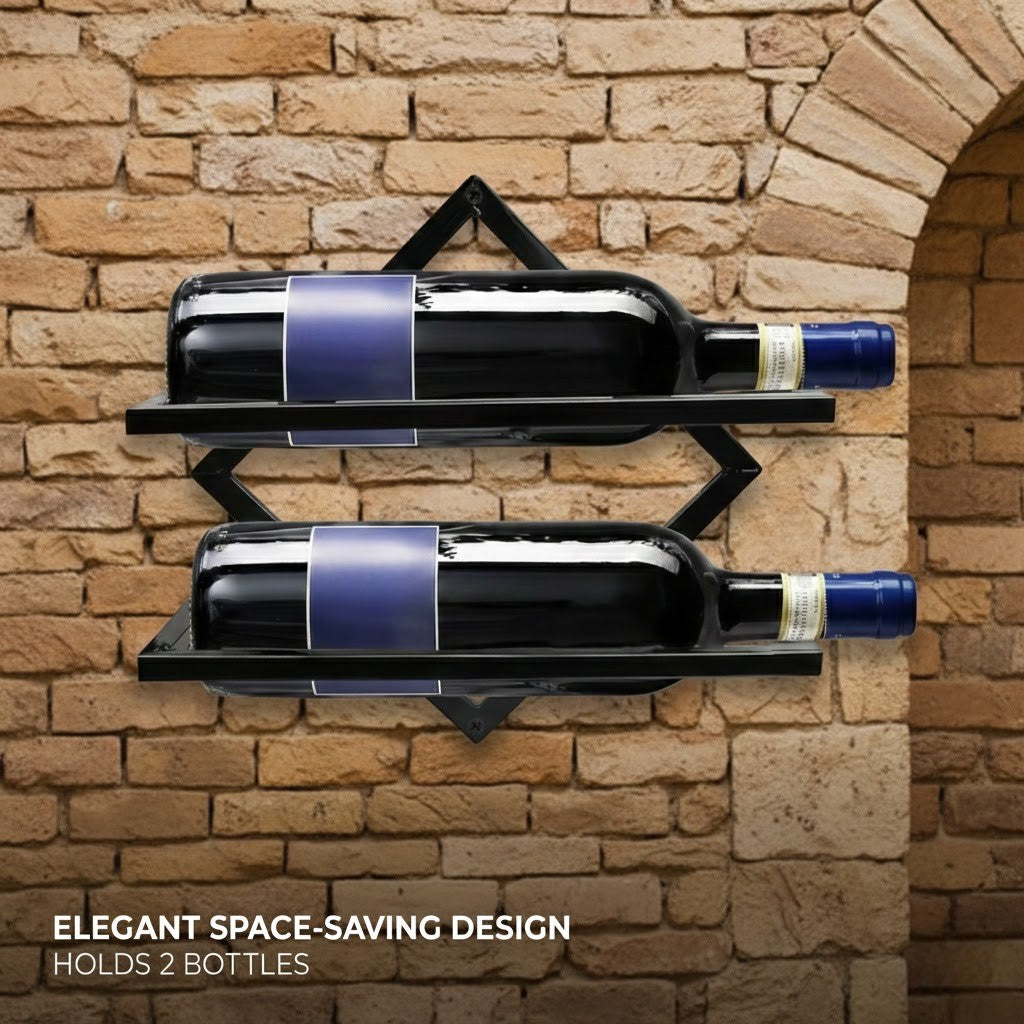 2 Pack Wall Mounted Wine Rack Collapsible Metal Bottle Holder