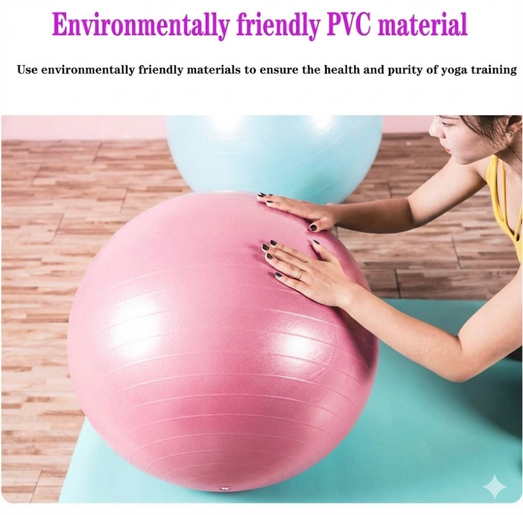 65cm Yoga Ball Thick Anti Burst Exercise Ball - Pink