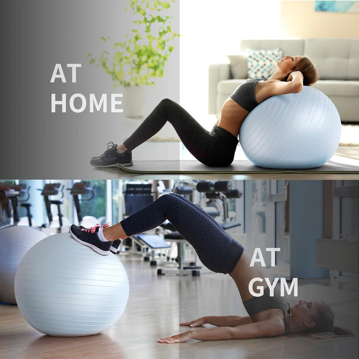65cm Yoga Ball Thick Anti Burst Exercise Ball - Blue