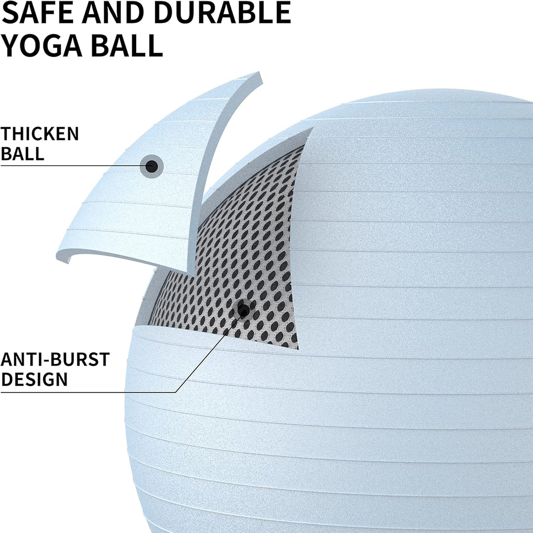65cm Yoga Ball Thick Anti Burst Exercise Ball - Blue