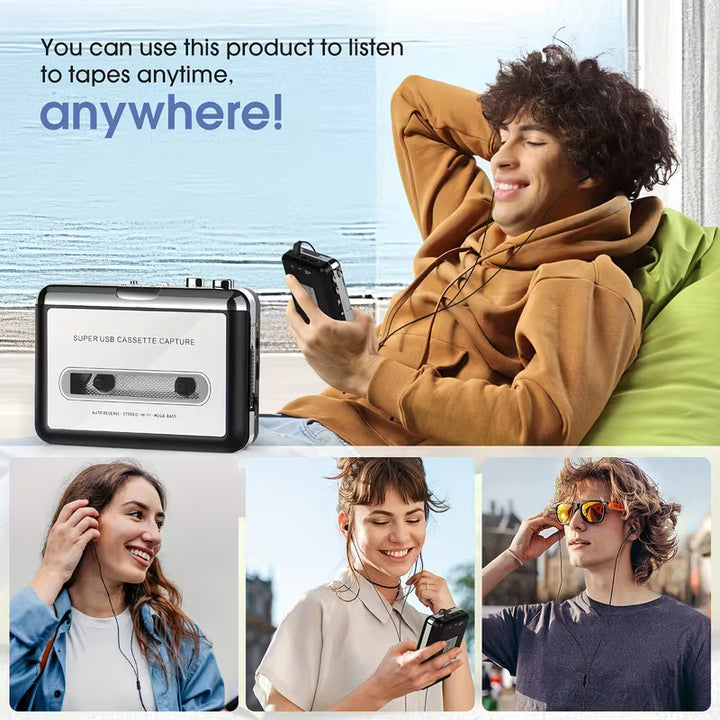 USB Cassette Capture Player to MP3 Converter Portable Walkman Stereo Sound