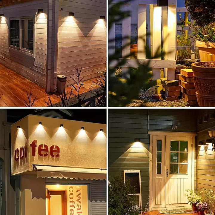 Solar Square Wall Lamp Outdoor Waterproof LED Fence Light Smart Sensor