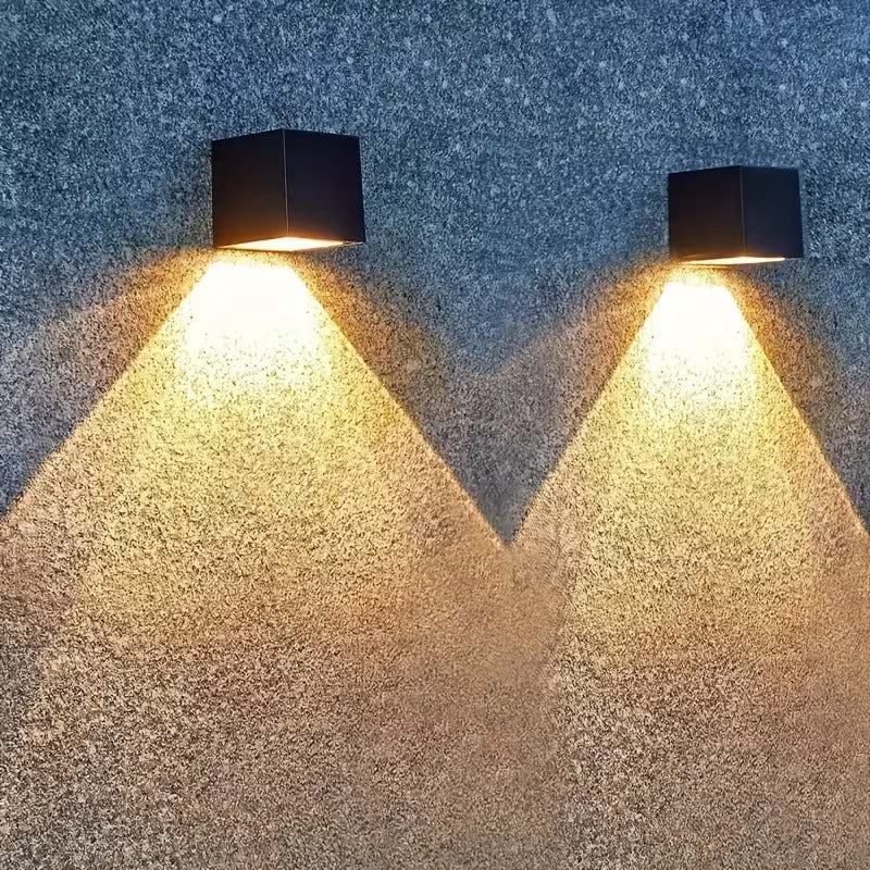 Solar Square Wall Lamp Outdoor Waterproof LED Fence Light Smart Sensor