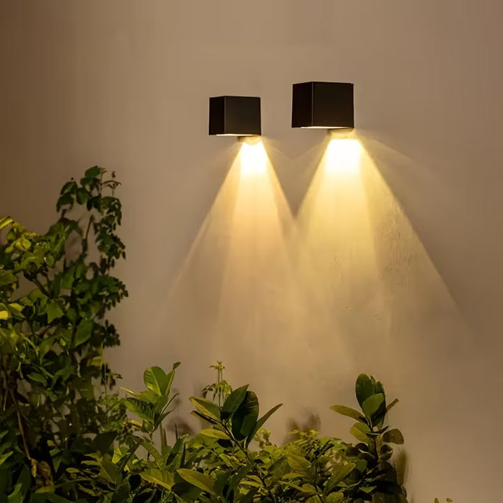 Solar Square Wall Lamp Outdoor Waterproof LED Fence Light Smart Sensor