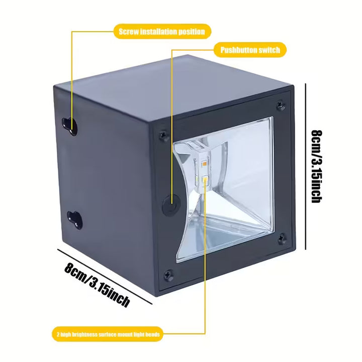 Solar Square Wall Lamp Outdoor Waterproof LED Fence Light Smart Sensor