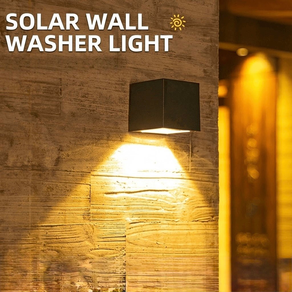 Solar Square Wall Lamp Outdoor Waterproof LED Fence Light Smart Sensor