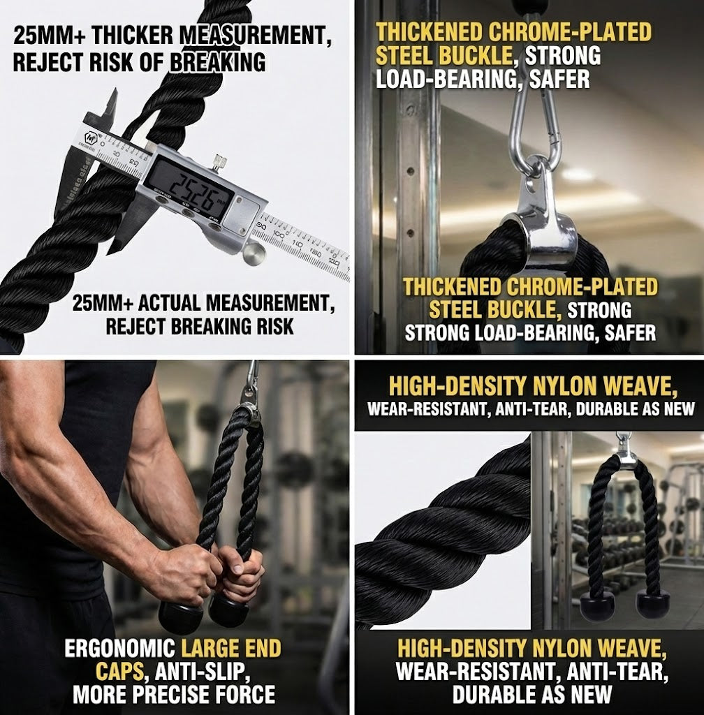 Heavy Duty Tricep Rope 70cm Professional Cable Machine Attachment
