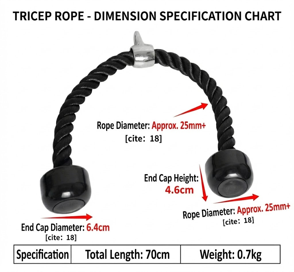Heavy Duty Tricep Rope 70cm Professional Cable Machine Attachment