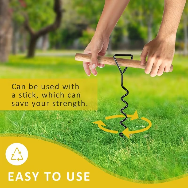 9Pcs Metal Spiral Ground Anchor Kit 40cm Tree Stakes with Reflective Tie Down Ropes