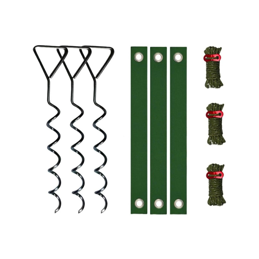9Pcs Metal Spiral Ground Anchor Kit 40cm Tree Stakes with Reflective Tie Down Ropes