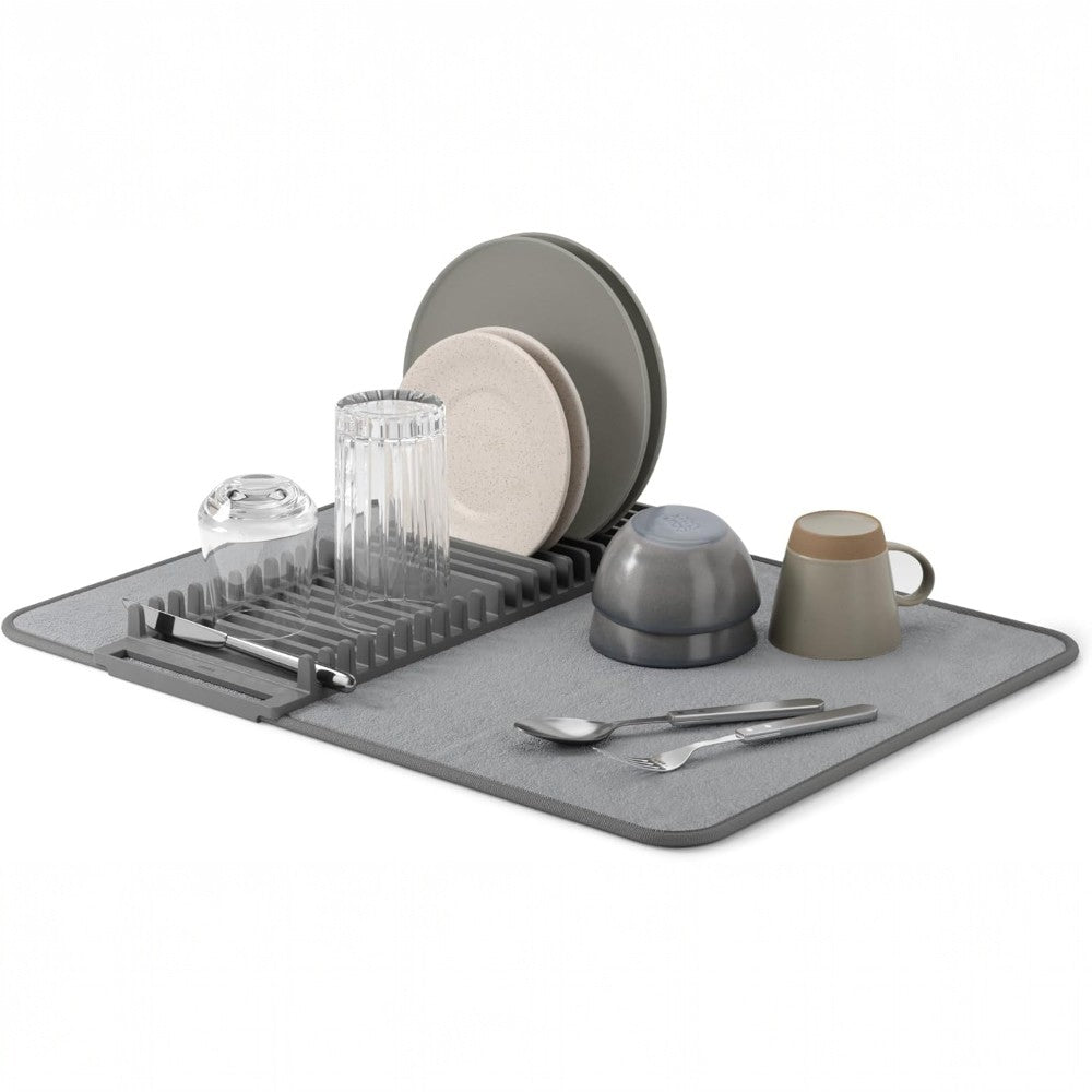 Microfiber Dish Drying Mat with Removable Dish Rack Set Kitchen Countertop Organizer