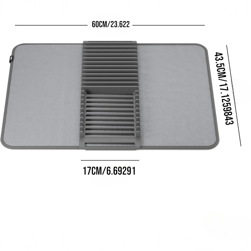 Microfiber Dish Drying Mat with Removable Dish Rack Set Kitchen Countertop Organizer