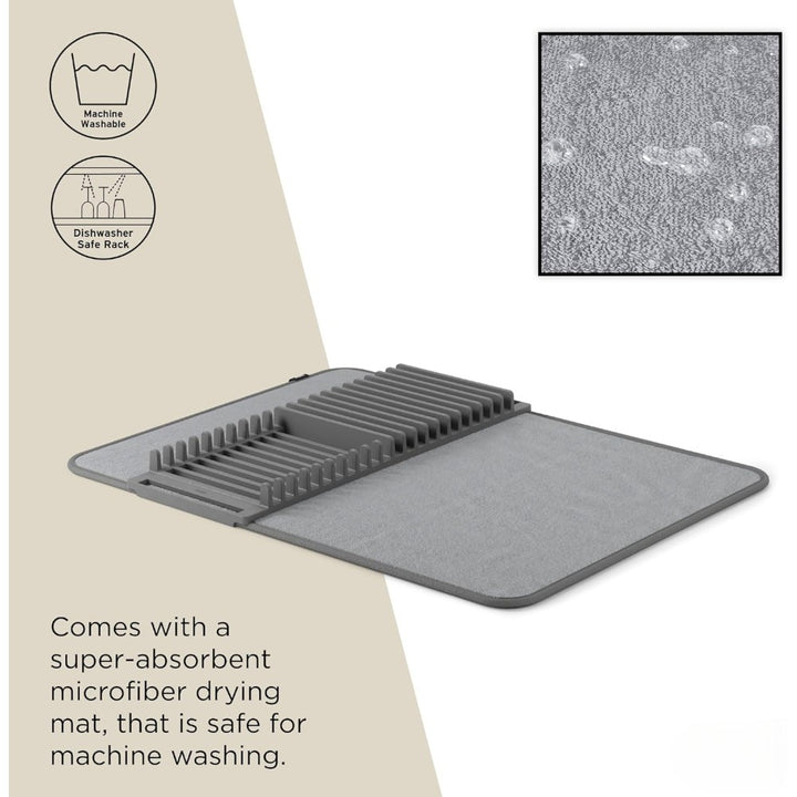 Microfiber Dish Drying Mat with Removable Dish Rack Set Kitchen Countertop Organizer