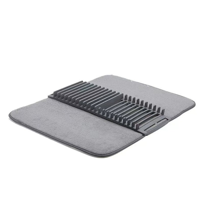 Microfiber Dish Drying Mat with Removable Dish Rack Set Kitchen Countertop Organizer