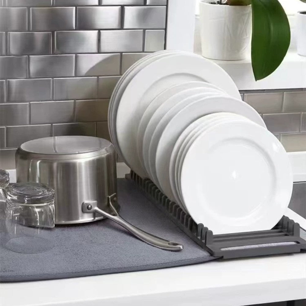 Microfiber Dish Drying Mat with Removable Dish Rack Set Kitchen Countertop Organizer