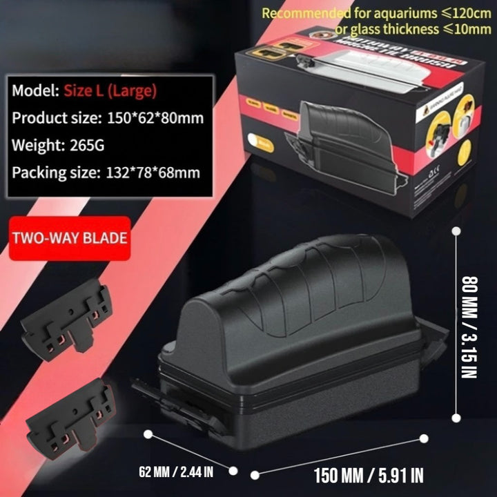 Magnetic Fish Tank Brush with Double Sided Scraper Size - L