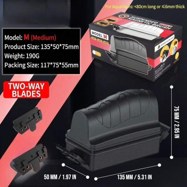 Magnetic Fish Tank Brush with Double Sided Scraper Size - M