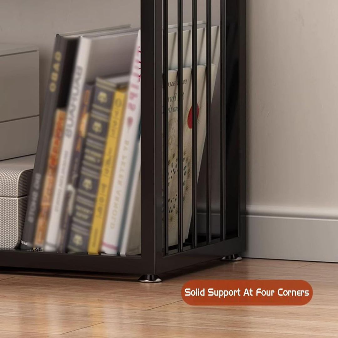 Geometric Stacking Bookshelf 183cm Tall Modern Carbon Steel Storage Rack 5-Tier Cube Display Shelf