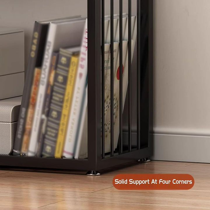 Geometric Stacking Bookshelf 183cm Tall Modern Carbon Steel Storage Rack 5-Tier Cube Display Shelf