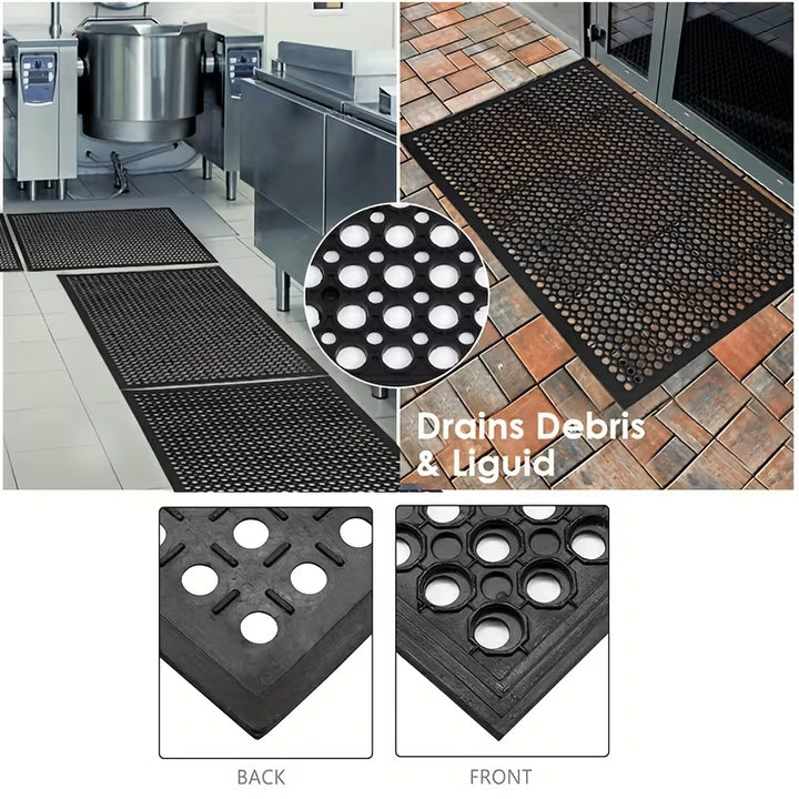 Heavy Duty Rubber Floor Mat Anti Slip Drainage Mat - 90x150cm