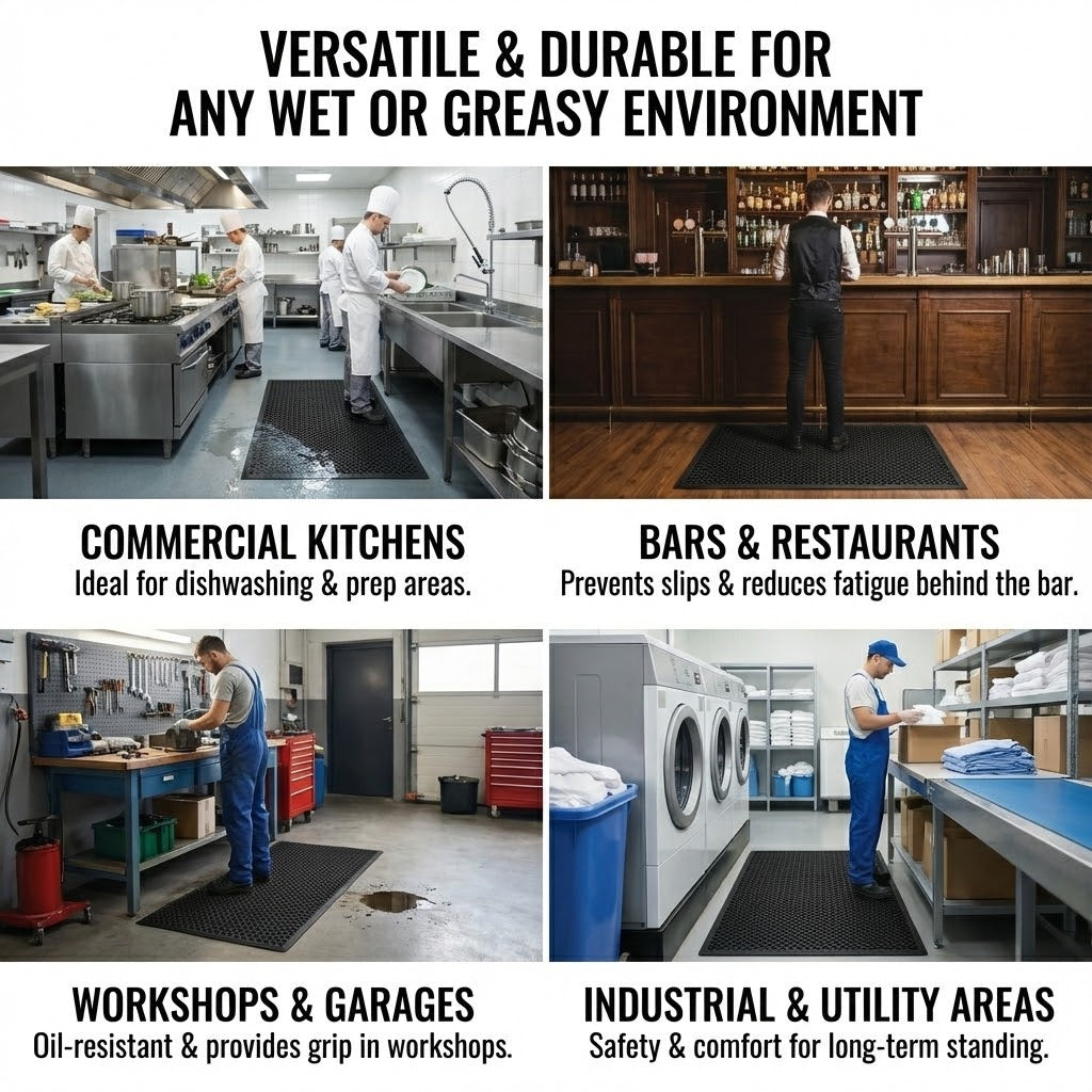 Heavy Duty Rubber Floor Mat Anti Slip Drainage Mat - 60x90cm