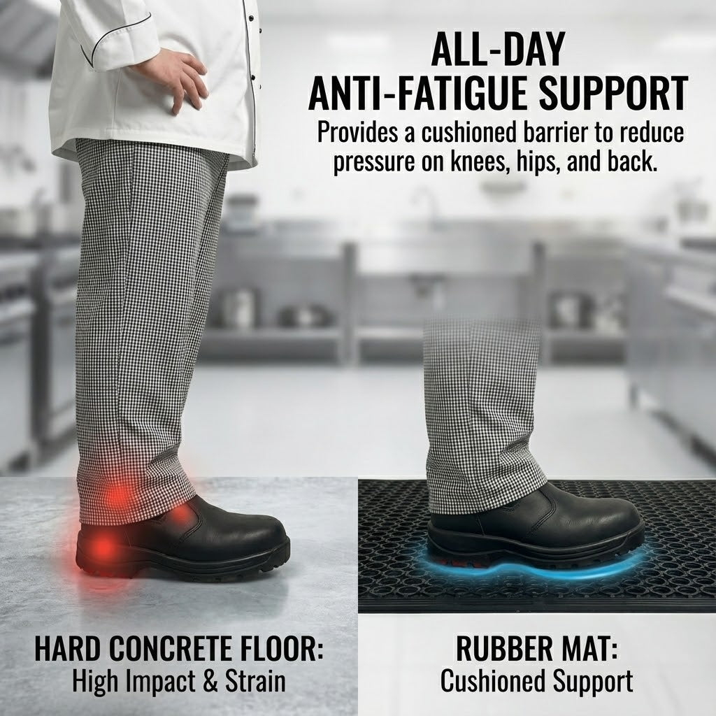 Heavy Duty Rubber Floor Mat Anti Slip Drainage Mat - 60x90cm