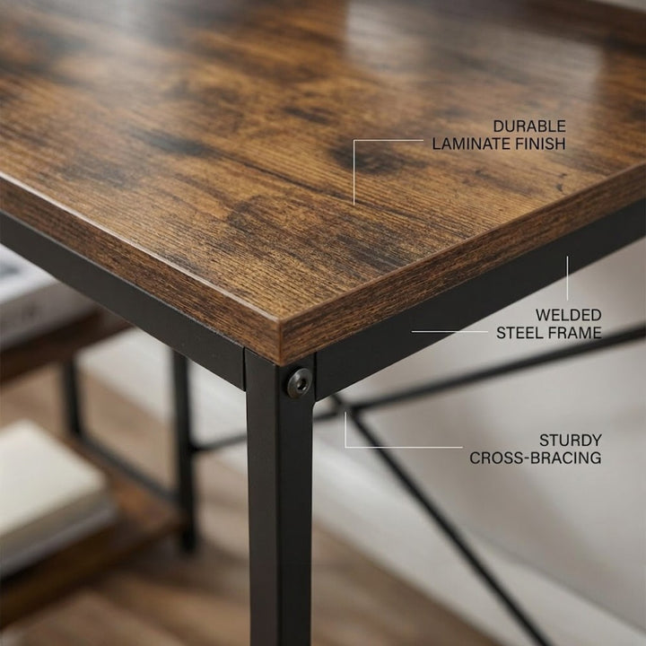Industrial Computer Desk with Storage Shelves