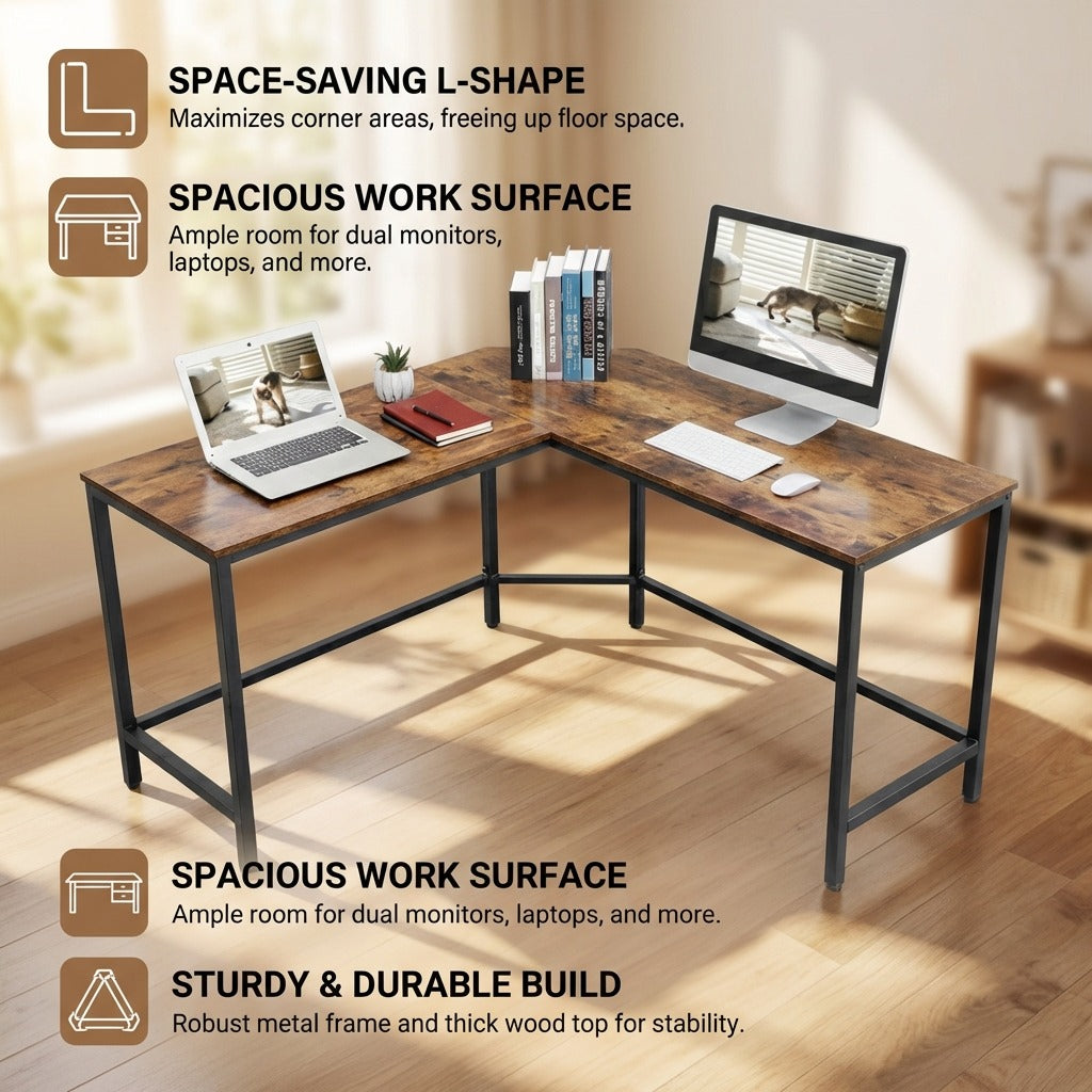 L-Shaped Corner Computer Desk