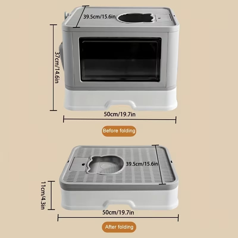 Foldable Cat Litter Box with Drawer Large Enclosed Cat Toilet with Top Exit