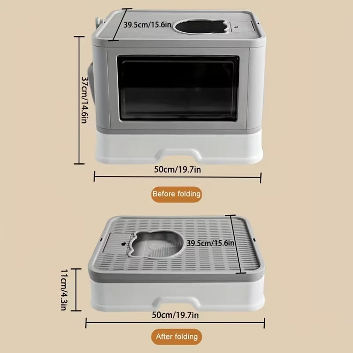Foldable Cat Litter Box with Drawer Large Enclosed Cat Toilet with Top Exit