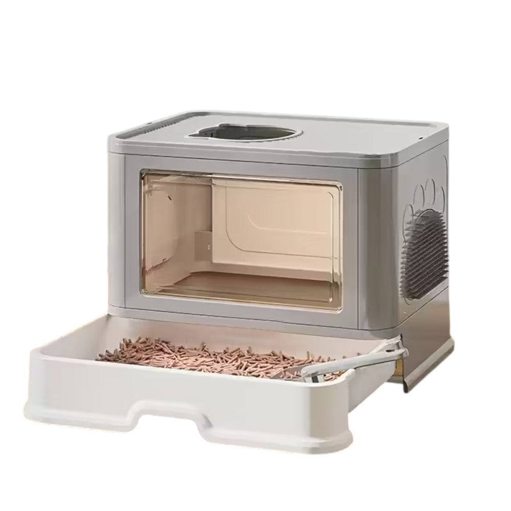 Foldable Cat Litter Box with Drawer Large Enclosed Cat Toilet with Top Exit