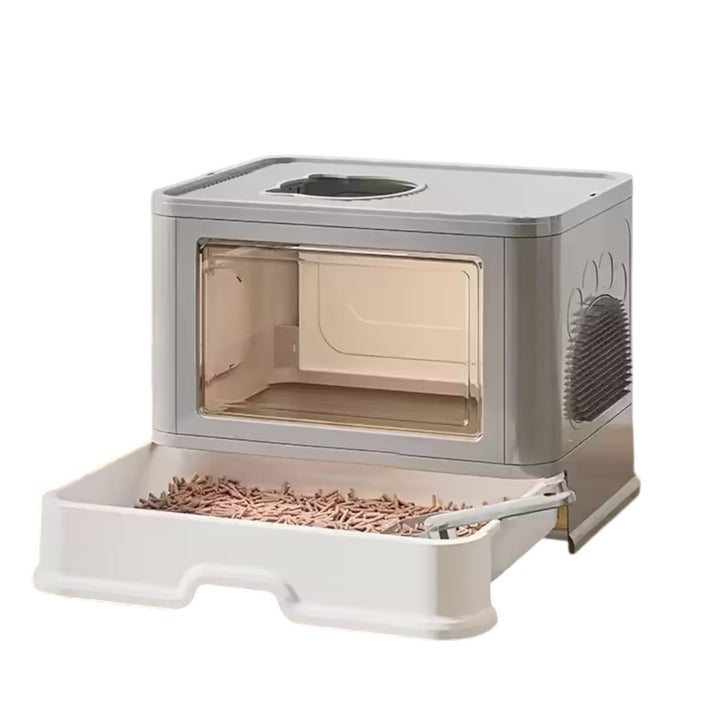 Foldable Cat Litter Box with Drawer Large Enclosed Cat Toilet with Top Exit