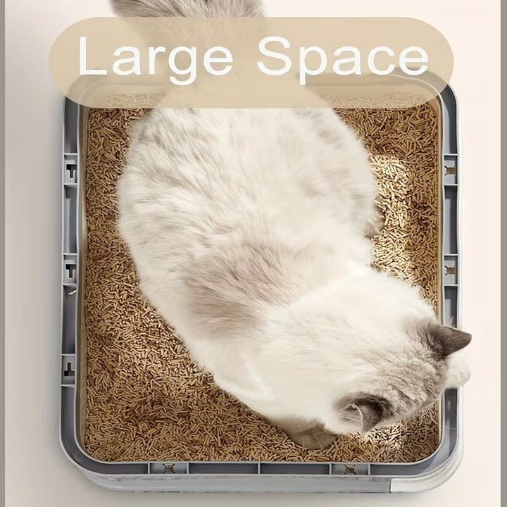 Foldable Cat Litter Box with Drawer Large Enclosed Cat Toilet with Top Exit