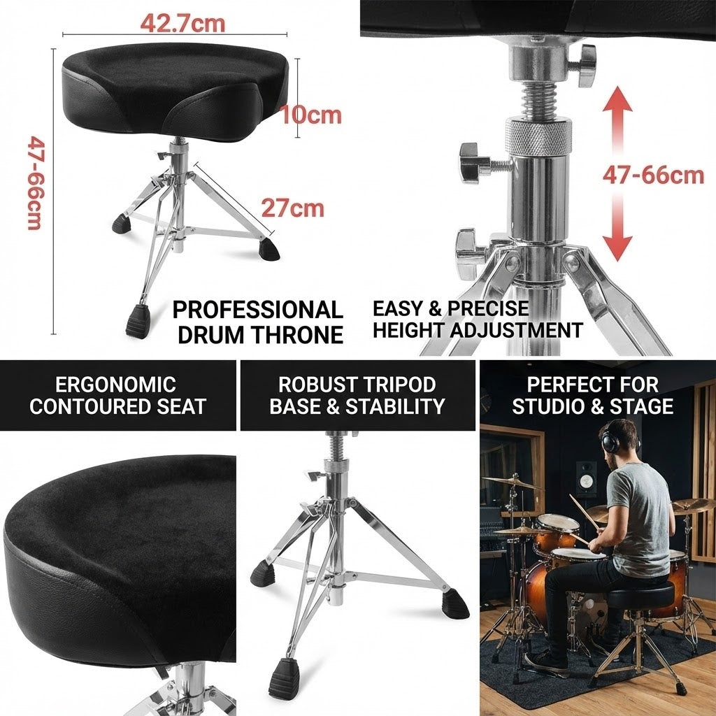 Drum Stool Saddle Throne Double Braced Tripod Base