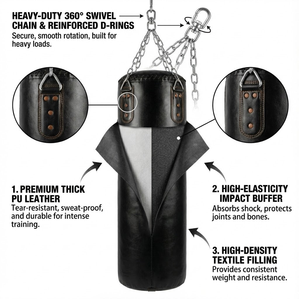 Heavy Duty Punching Bag 80cm Filled MMA Boxing Bag