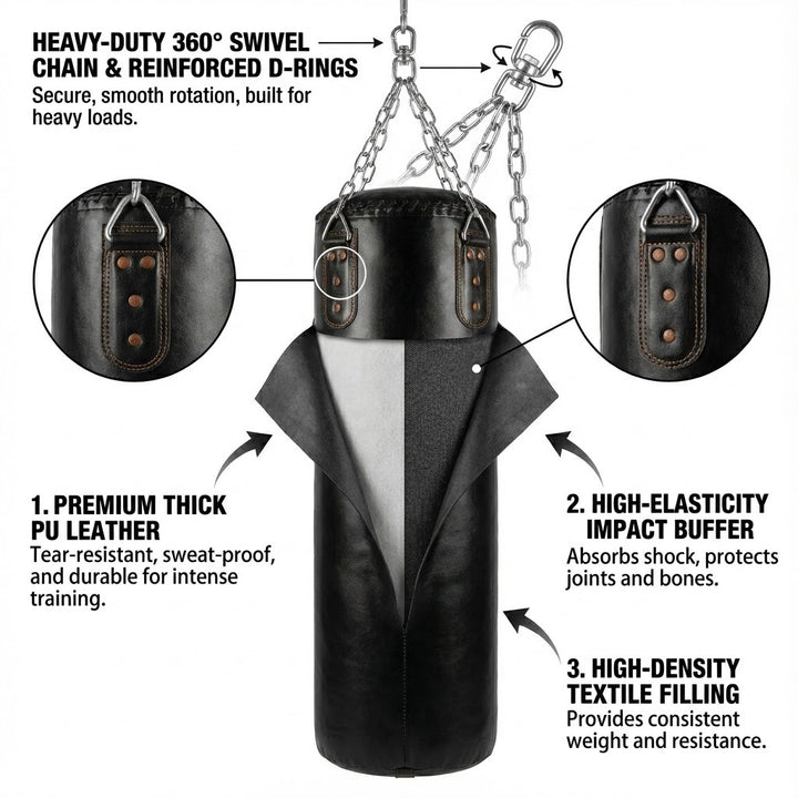 Heavy Duty Punching Bag 80cm Filled MMA Boxing Bag