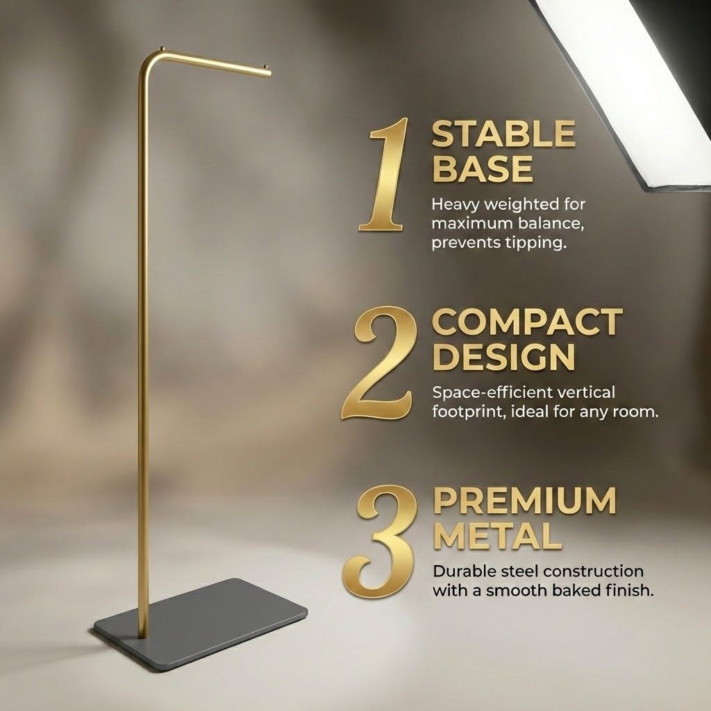 Minimalist 170cm Gold L-Shape Coat Rack