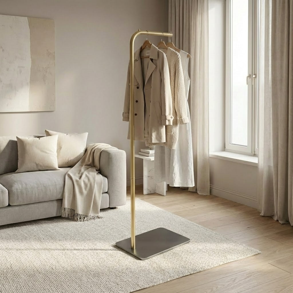 Minimalist 170cm Gold L-Shape Coat Rack
