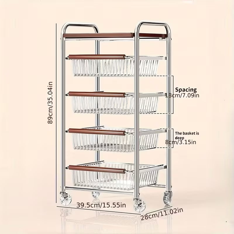 5 Tier Kitchen Craft Storage Cart Multi-Purpose Rolling Organizer