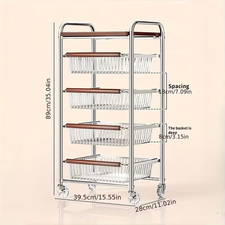 5 Tier Kitchen Craft Storage Cart Multi-Purpose Rolling Organizer