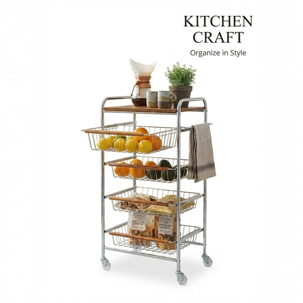 5 Tier Kitchen Craft Storage Cart Multi-Purpose Rolling Organizer