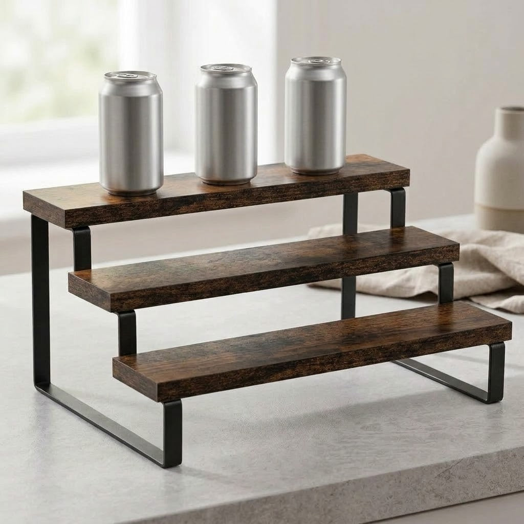 3-Tier Industrial Countertop Display Stand