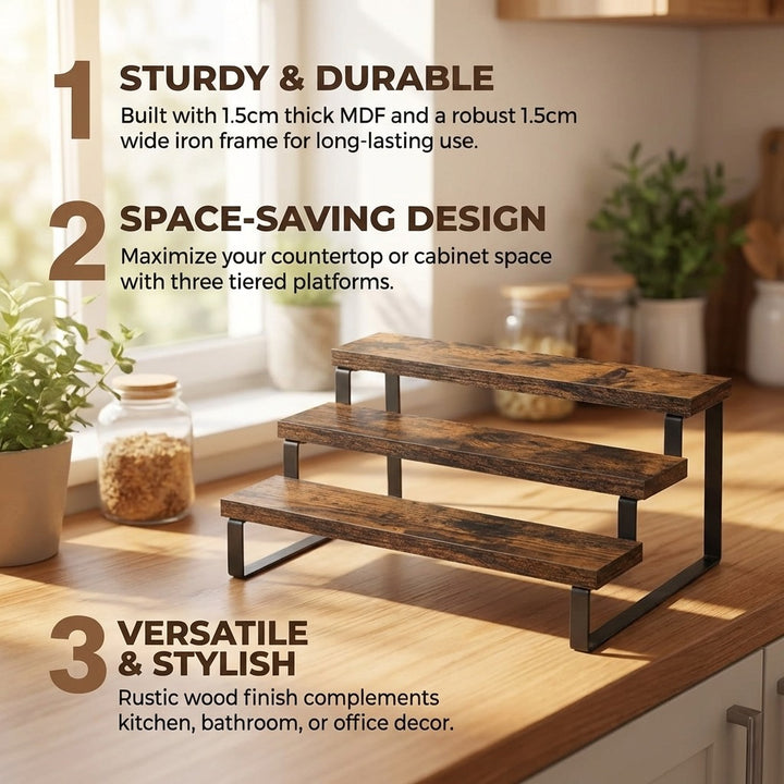 3-Tier Industrial Countertop Display Stand