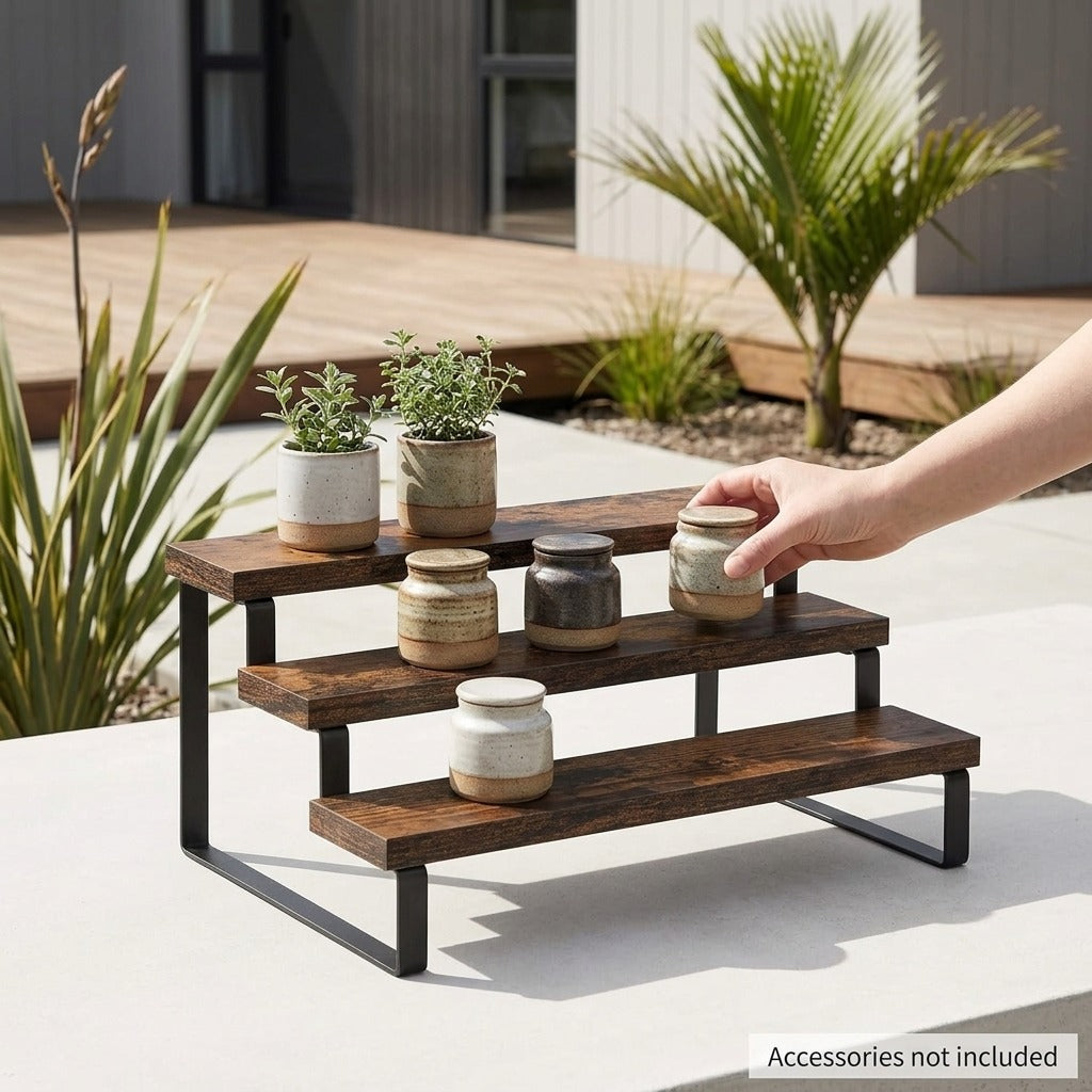 3-Tier Industrial Countertop Display Stand
