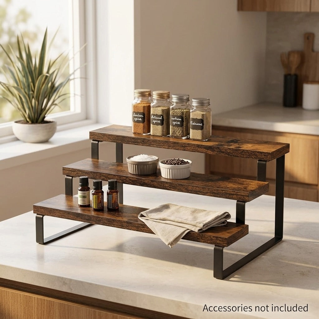 3-Tier Industrial Countertop Display Stand