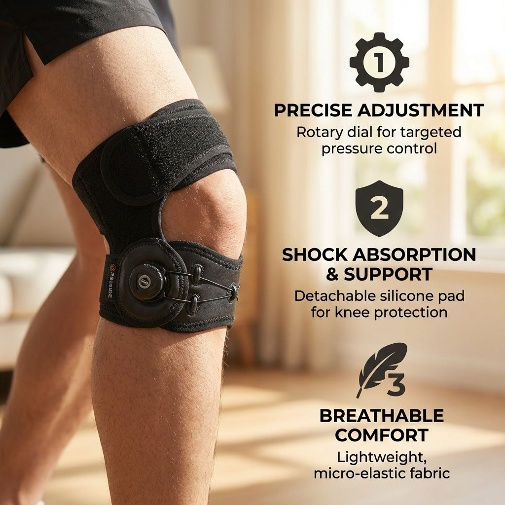 Knee Brace with Rotating Knob - Right Leg Fits Circumference 42-50cm