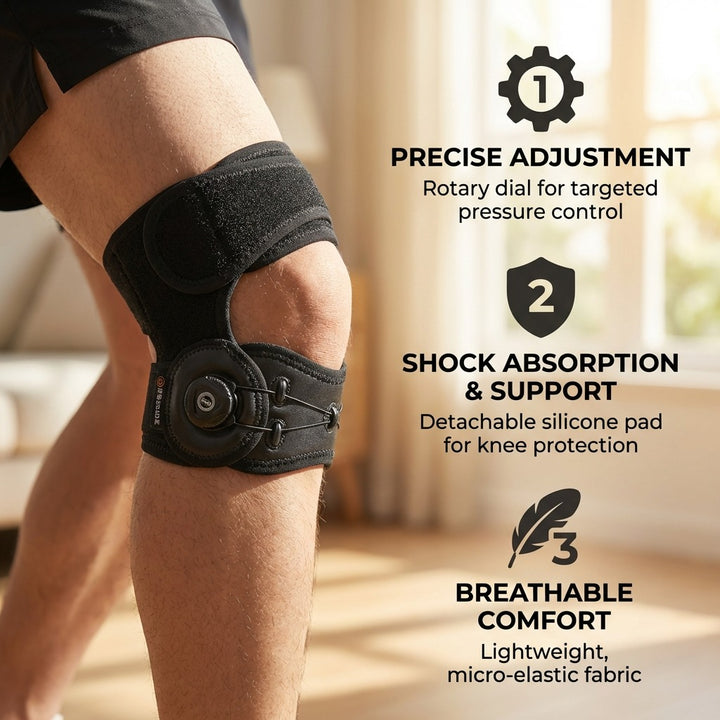 Knee Brace with Rotating Knob - Right Leg Fits Circumference 42-50cm
